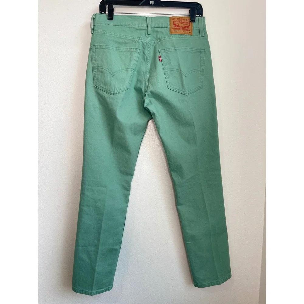Levis 511 Slim Fit Pants Mens 31x30 Mint Green Twill Chino Jeans 04511-5120